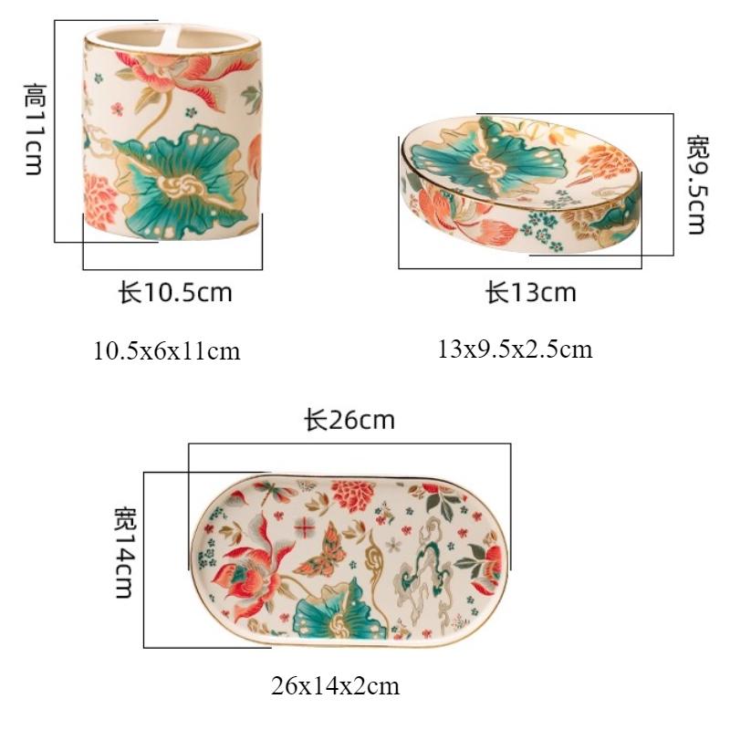 China-Chic Blue and White Ceramic Mouthwash Cup Set Household Toilet Couple Tooth Brush Cup Wash Set bathroom decor