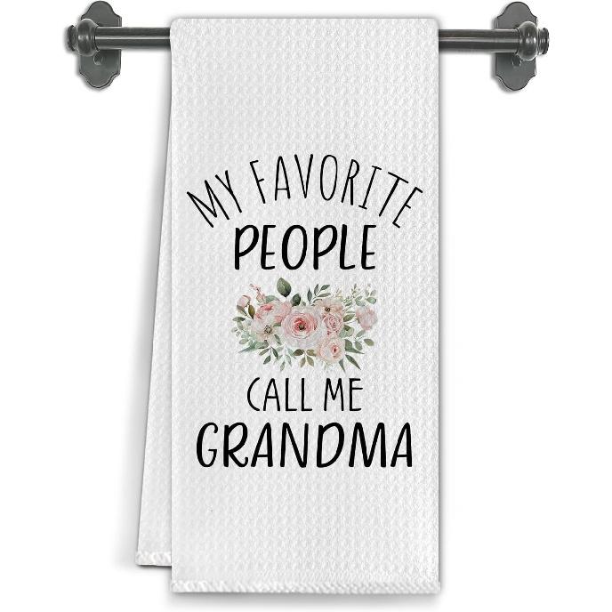 Grandma Kitchen Towels, Grandmother Gifts from Grandkids Dish Tea Towels for Kitchen Decor,My Favorite People Call Me Grandma Decorative Hand Towel