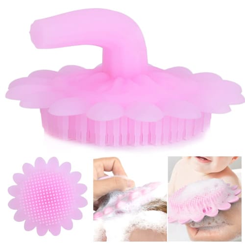 Jimdary Baby Shampoo Brush, Convenient Fine Bristle Baby Bath Brush for Baby Bathroom (Pink)
