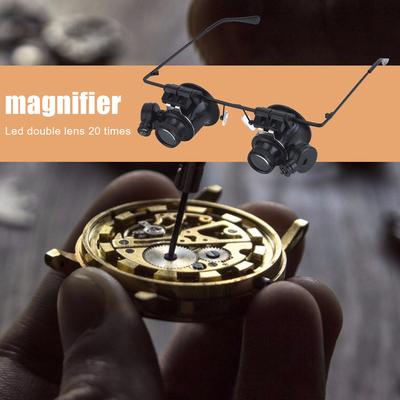 Portable Lens Observation Magnifying Headband Eyewear 20X Lens Magnifying Headband Eyewear LED Magnifier Glasses