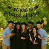We Are So Proud of You Banner – Black Glitter Graduation Decorations 2025, Pre-Strung Congrats Grad Banner for College, High School, Senior Party,