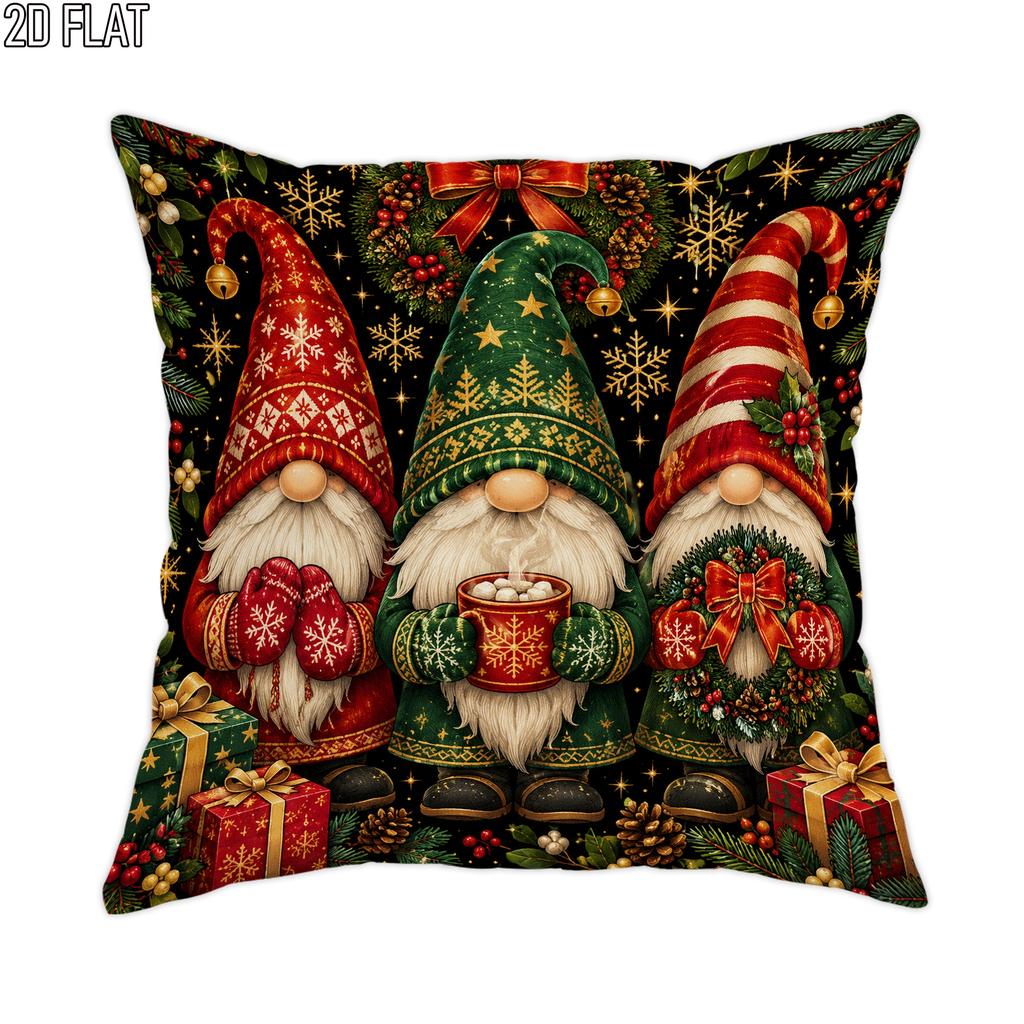 2D Flat 1pc Winter Holiday Christmas Traditional Gnomes Pillowcases Red Throw Pillow Covers One Sided Printing Without Pillow Inserts Sofa Bed Decor f