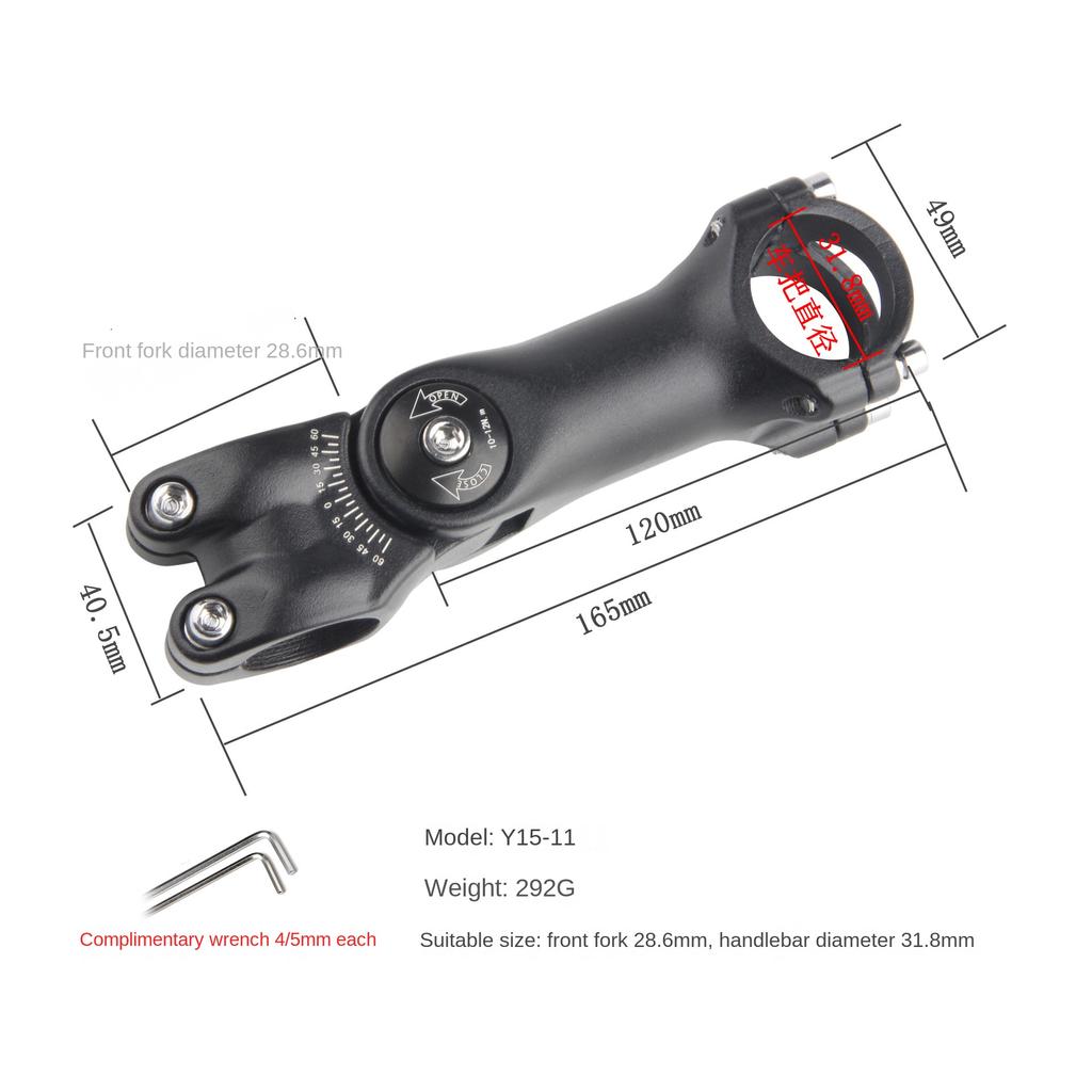 MTB Road Bike Adjustable Stem Bicycle Handlebar Stem 31.8mm /25.4mm Ultralight Aluminum Alloy Bike Stem Riser Parts