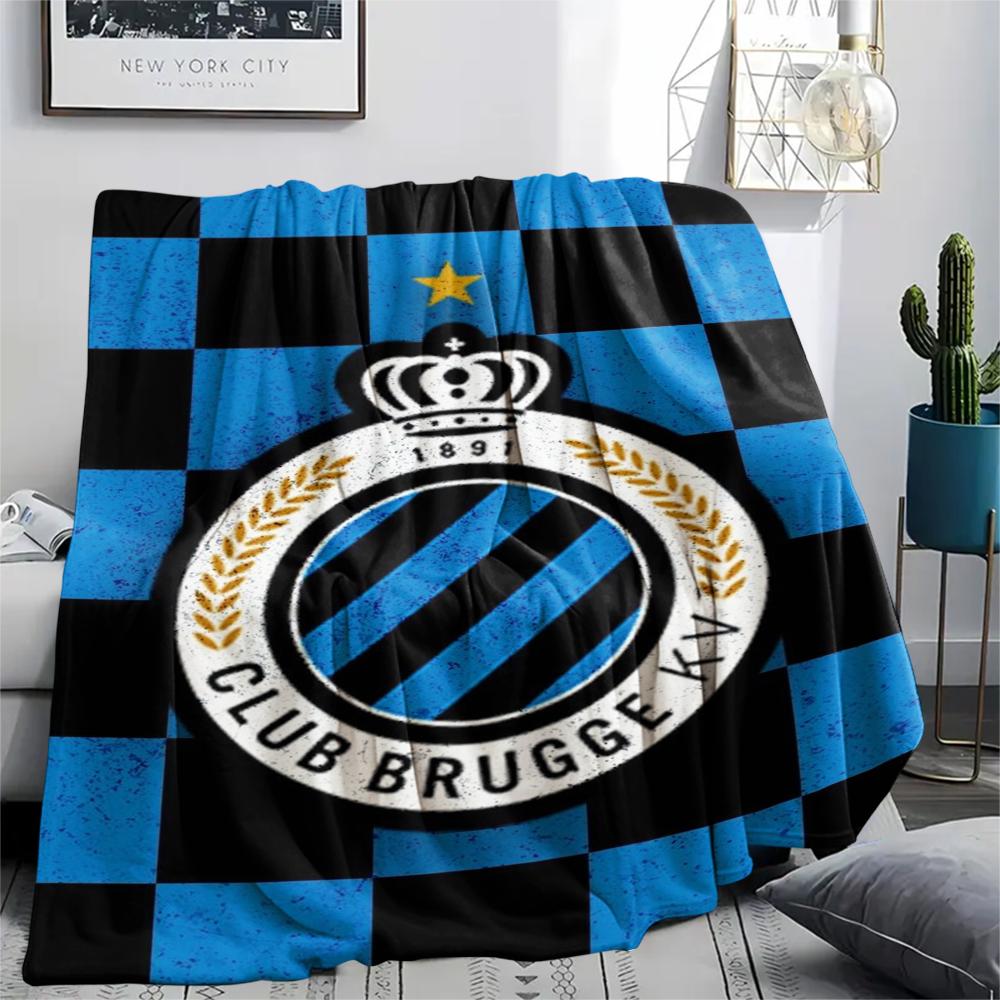 1Pc Club Brugge K V Print Flannel Blanket, High quality Comfortable for All Seasons, Home Decor, Warmth and Comfort, Perfect for Christmas Gifts