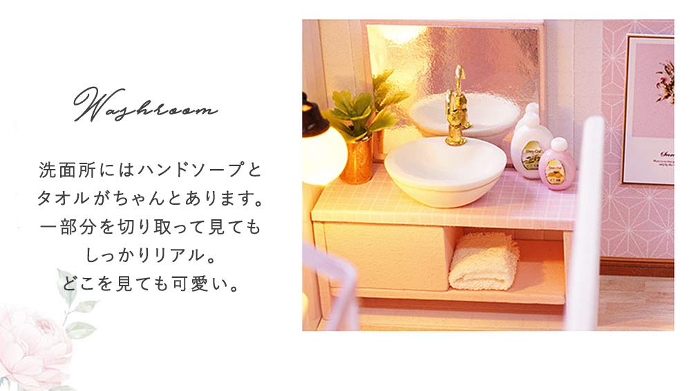 moin moin Dollhouse Miniature DIY Kit Set, Modern Model Room-Style Interior, Stylish Two-Story House with LED Light and Acrylic Case (felice)