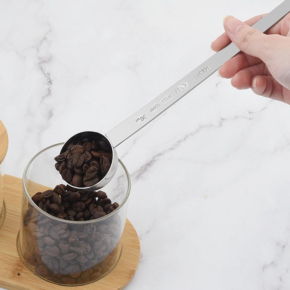 1PC 5/10/15/20/25/30ml Long Handle Coffee Measuring Spoon Stainless Steel Coffee Spoon Stirring Spoon Graduated Spoon