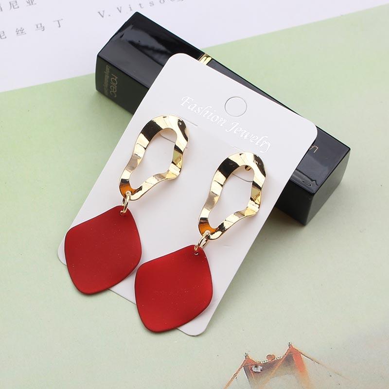 

Big Statement Earrings Red Black White Gold Round Circle Oval Geometric Earrings for Women Punk Metal Earring Boho Jewelry 2020