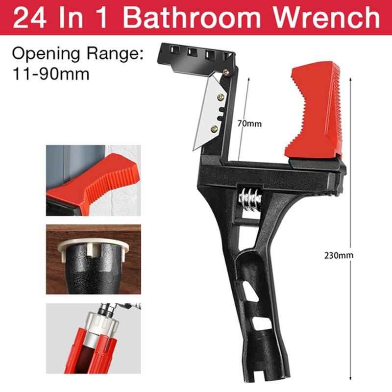 

Multi-function Large Opening Short Handle Wrench Bathroom Water Pipe Universal Wrench Adjustable Aluminum Alloy Repair Tool