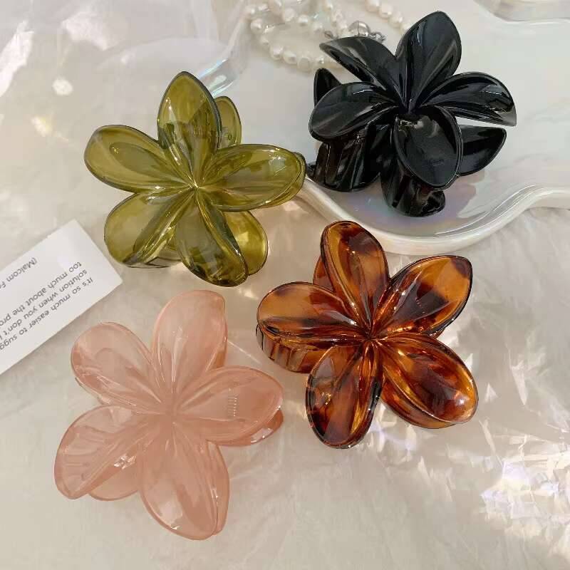 Fashion Flower Hair Claw Korean Large Crab Clamp Vintage Women Ponytail Shark Clip Headdress Hair Accessories Fashion Jewelry