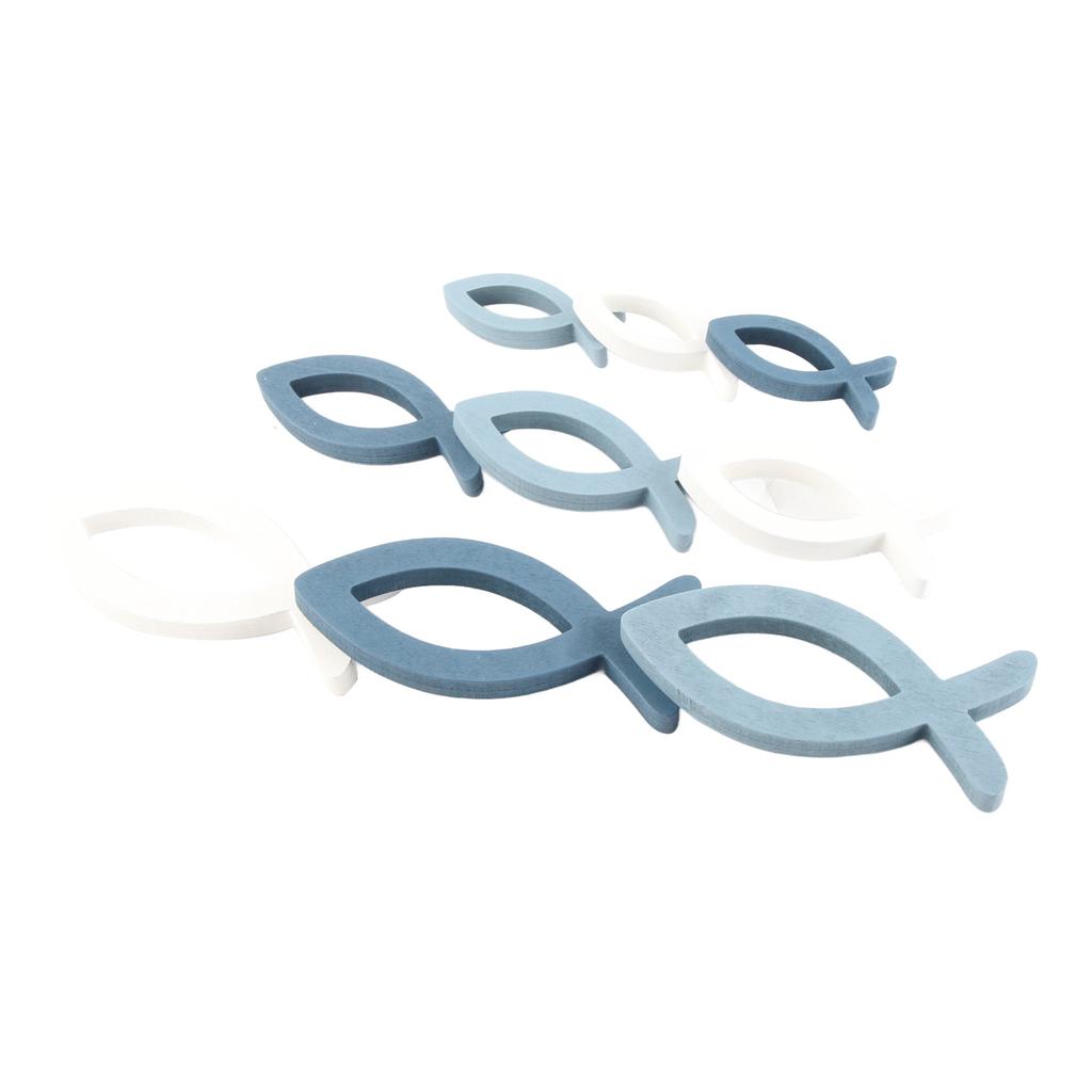 Set di 9 Pezzi di Pesci Decorativi in Legno 3 Misure Pesce Decorazione Battesimo Ragazzo Ragazza Decorazione per Battesimo Comunione e
