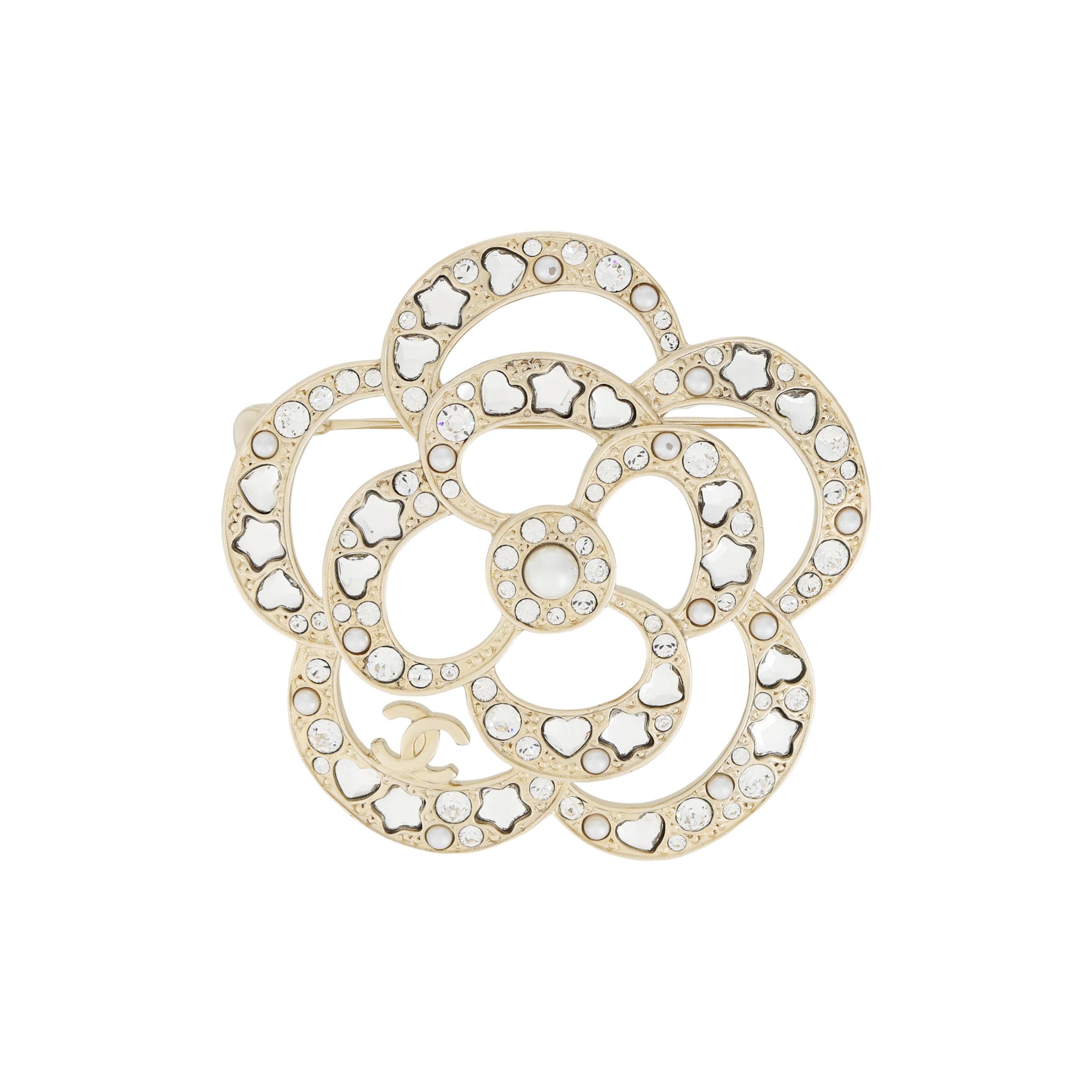 

Chanel 25P Spring Summer Floral Design Brooch Unisex Accessories Gold AB-25P-049 F,Gold