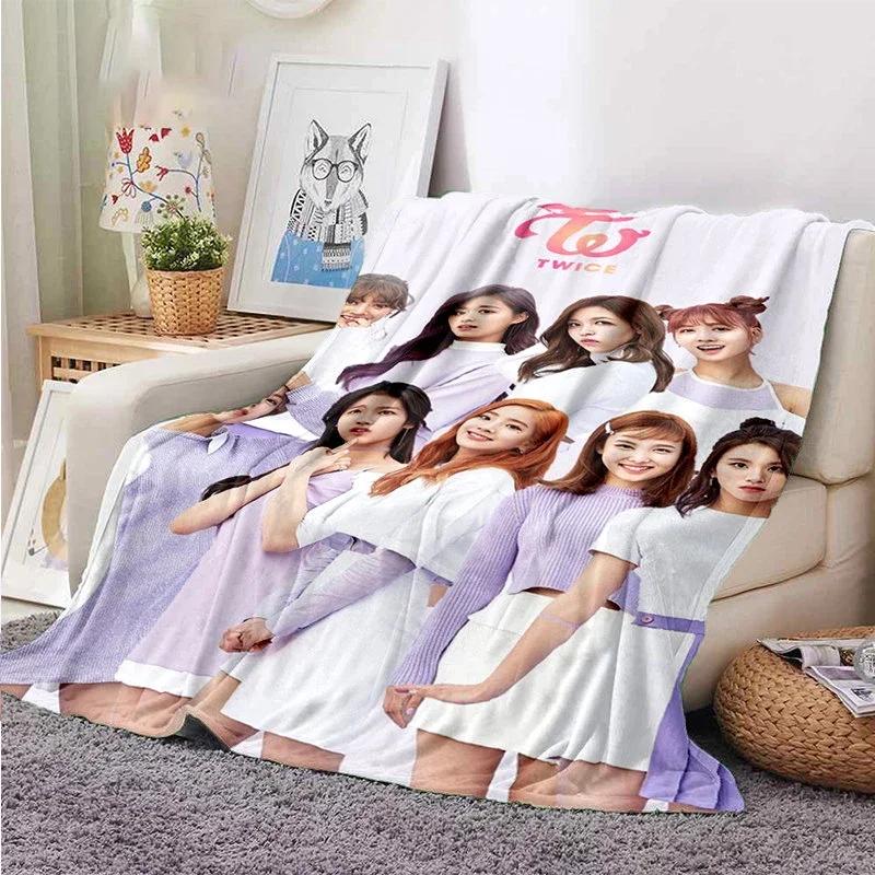 Coperta Kpop Twice Gruppo di Ragazze Moda Stampata Coperta in Flanella Regalo Divano Ufficio Letto Coperta Calda Camera da Letto Ragazze Copriletto