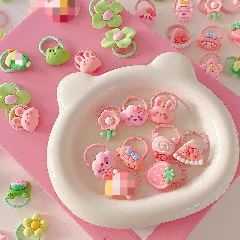 10pc mini faixa de cabelo do bebê kawaii dos desenhos animados floral animal elástico corda de cabelo para a criança menina pequena tumb faixa de cabelo adorável headwear