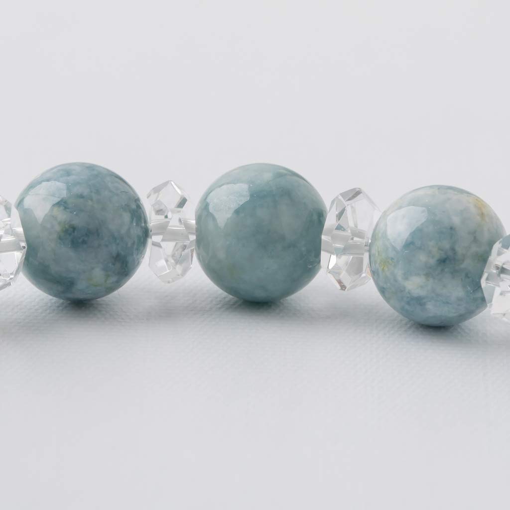 15cm Itoigawa Natürlicher Jadeit Armband mit Blau und Quarz ein Schöner Japanischer Nationalstein und Jomon Kraftstein Jadeit Werkstatt Spezial