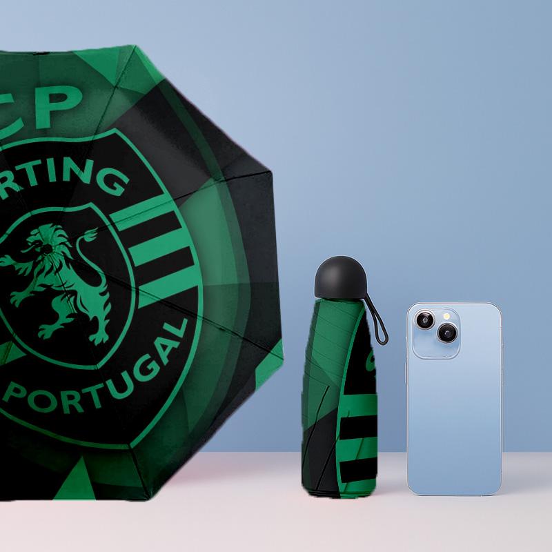 Sporting CP FC Mini 5-fach Taschenschirm Kompakt Leicht Anti-UV Regen Sonnenschutz Schirm Tragbar Reise Regenschirm