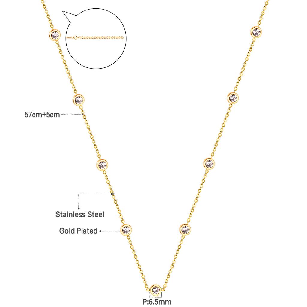 French simple necklace niche design with drill mixed drill collarbone chain high-end necklace stainless steel jewelry women