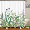 European Retro Flower Shower Curtain Watercolor Floral Bathroom Curtains Waterproof Botanical Bath Curtain With Hooks