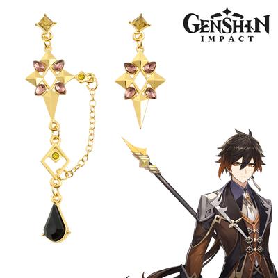 Game Genshin Impact Earring Venti Keqing Mona Zhongli Cosplay Unisex Pendant Ear Studs Jewelry Earrings Accessories Halloween