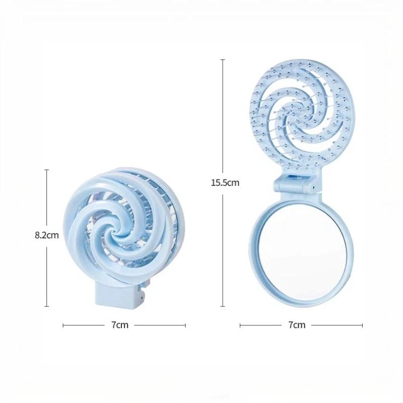 1Pcs Mini Portable Scalp Massage Comb 2 In 1 Foldable Comb With Makeup Mirror For Travel Easy To Carry Great Gifts