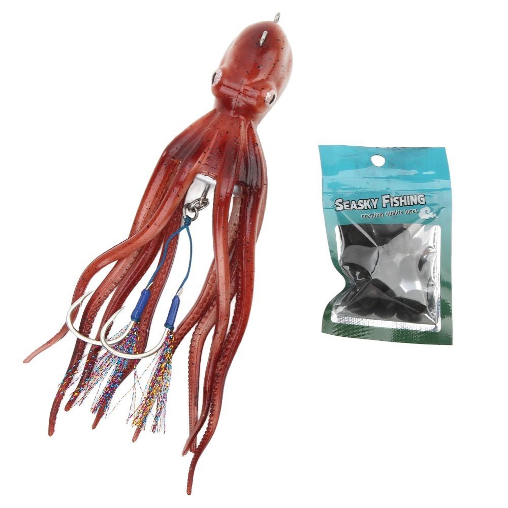 Durable 300g Fishing Squid Bait Soft TPE Artificial Squid Lure 20cm with 10 Ink Fishing Octopus Lure Sea Fishing красный