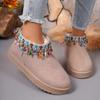 Fashion Size 44 Winter Cotton Shoes for Women 2024 New Bohemian Style Colorful Beaded Design Fashionable Women's Boots Botas De Mujer