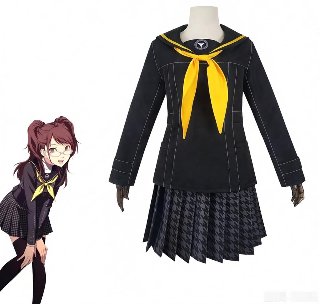 Persona 4 Golden Rise Kujikawa Cosplay Costume Full Set Clothes with Matching Gloves Yasogami High School JK Uniform Idol Risett