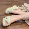 Wedge heel slippers women's new summer fashion outer wear woven hemp rope versatile high heel one-word slippers women