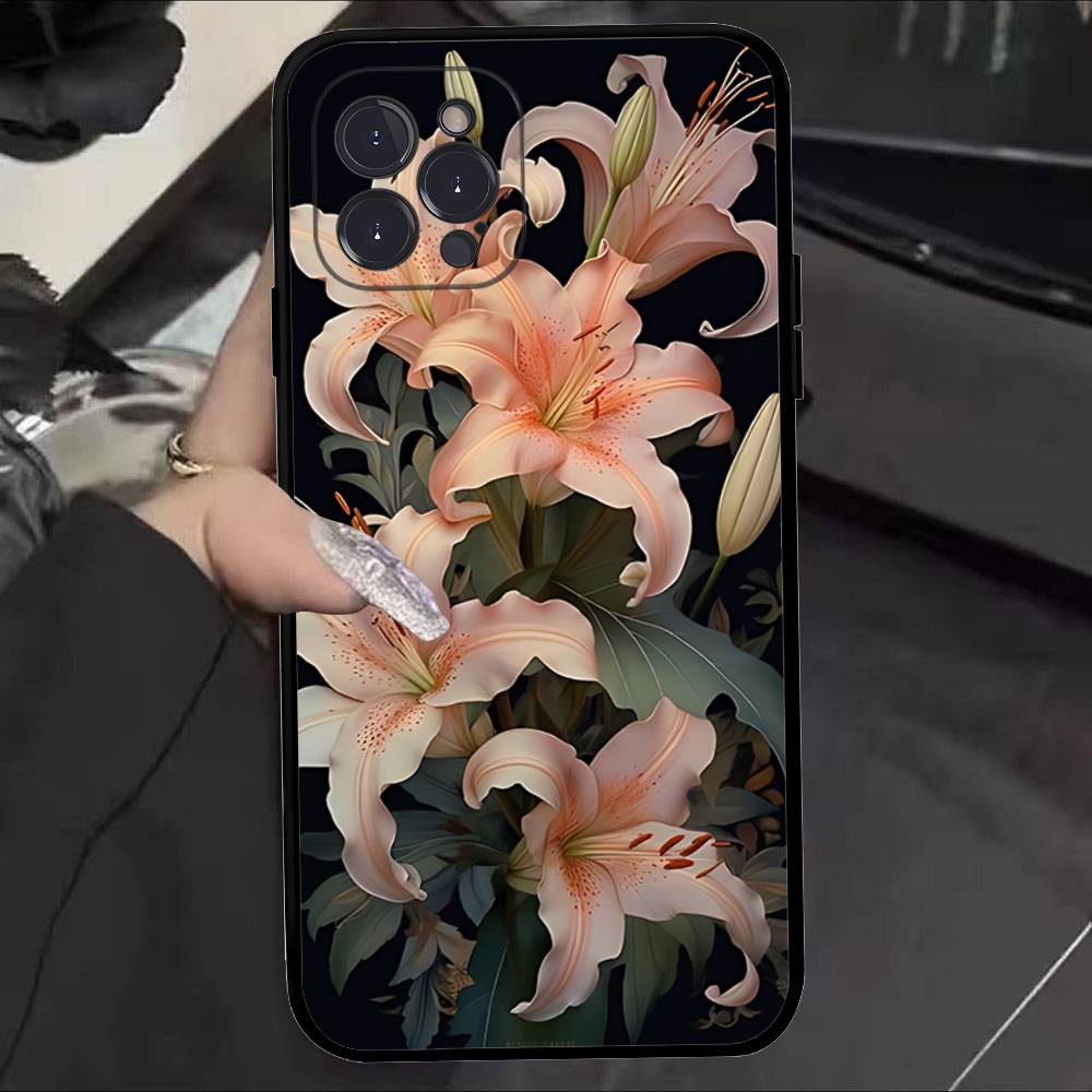 Painting Lily Flowers Phone Case For IPhone 17 16 15 14 11 12 13 Mini Pro XS Max Plus Funda Shell