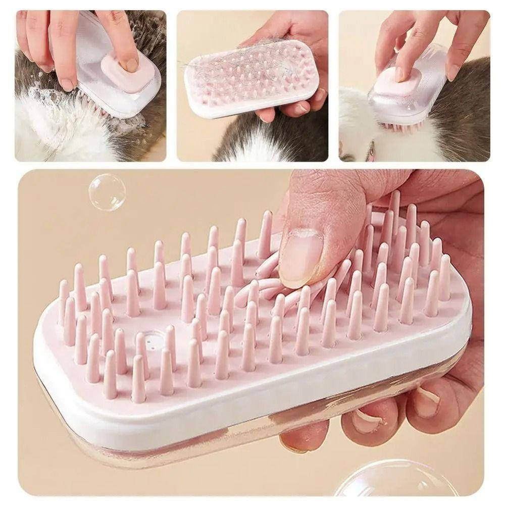 

Refillable Shower Gel Dog Massage Brush Silicone Cat Grooming Comb Pet Bath Brush Foaming Cleaning сірий