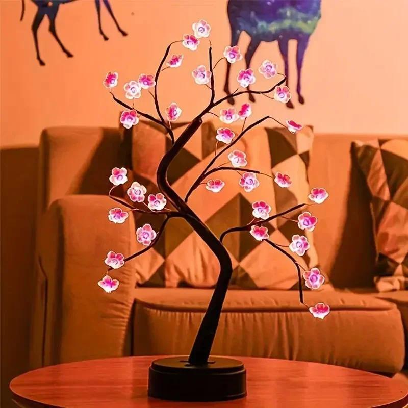 USB LED Tree Lamp Fairy Night Lights Touch Switch Tabletop Decor for Living Room Bedroom Wedding Valentine Christmas Gift