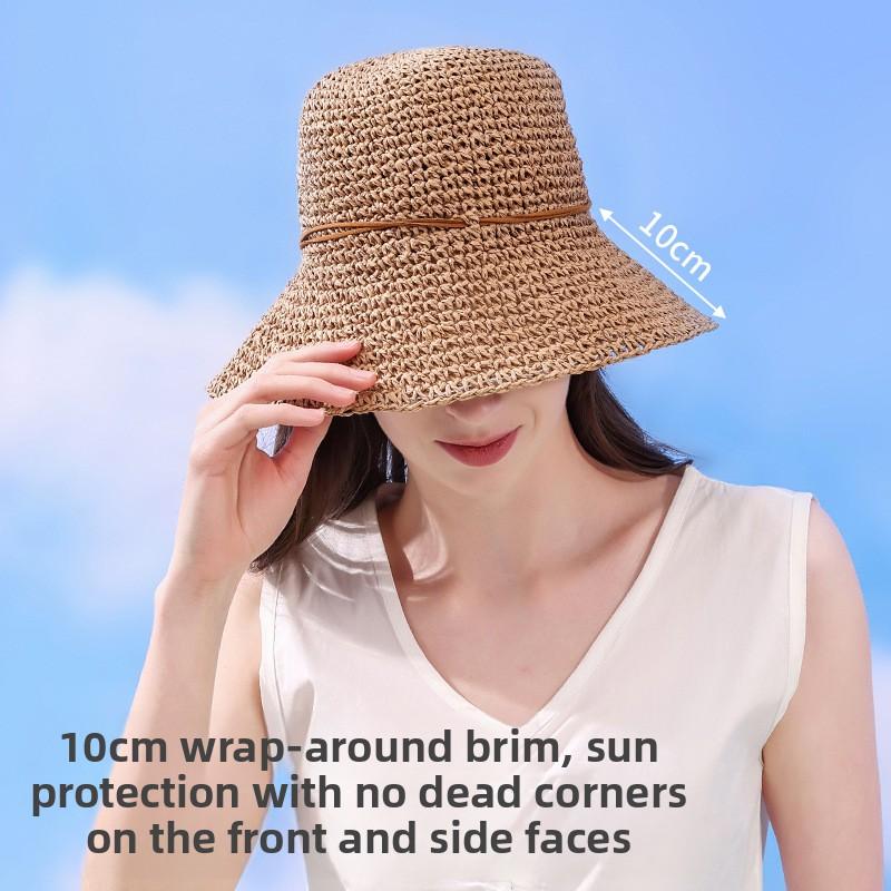 Straw Hat Large Brim Outdoor Sunshade Uv Protection Breathable Summer Cap Gift