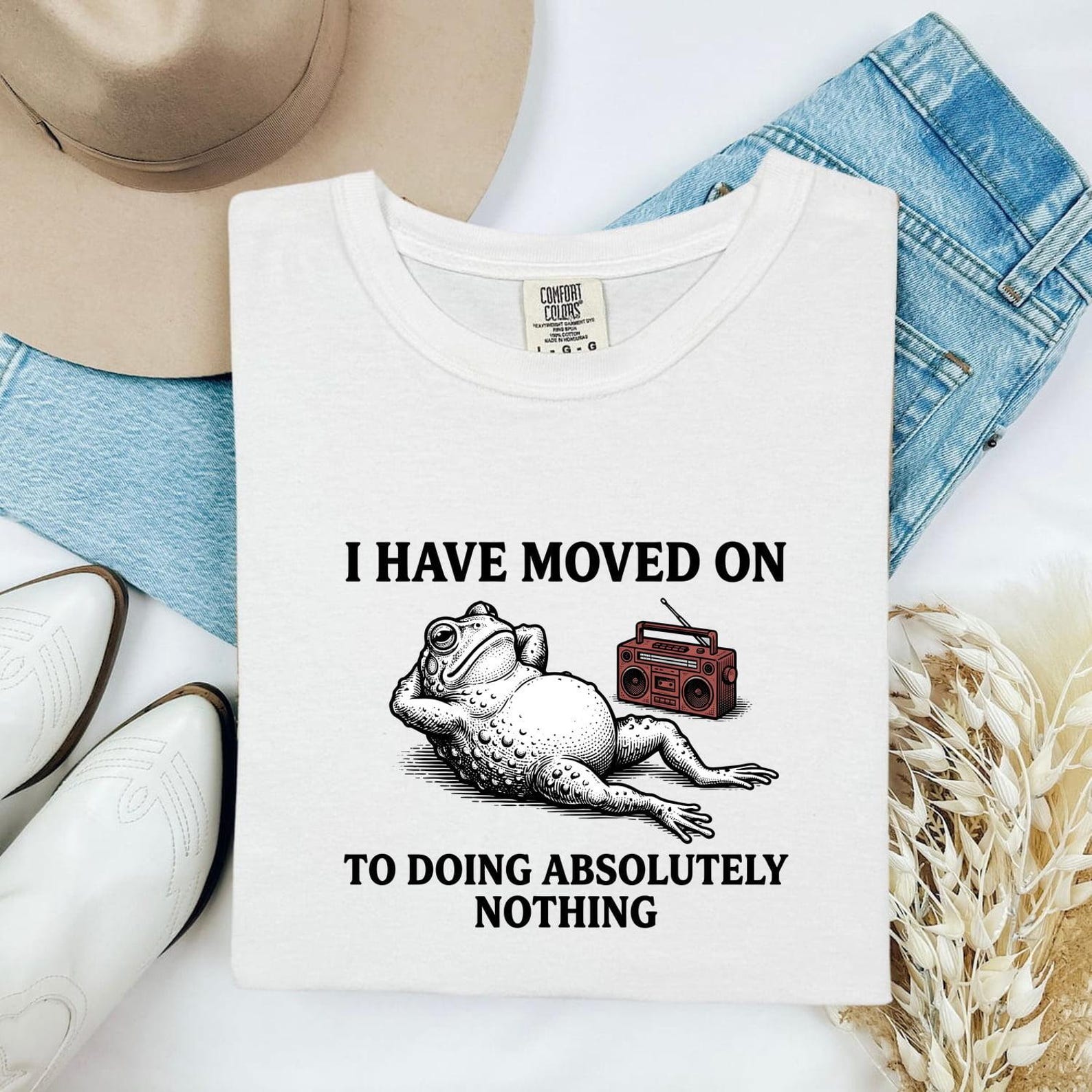 Easygoing Frog Shirt Funny Creature Gift Women Old School Tee Toad T-Shirt Humor Fan Comic Tshirt Animal Graphic Outline Stereo Tshirt 2XL