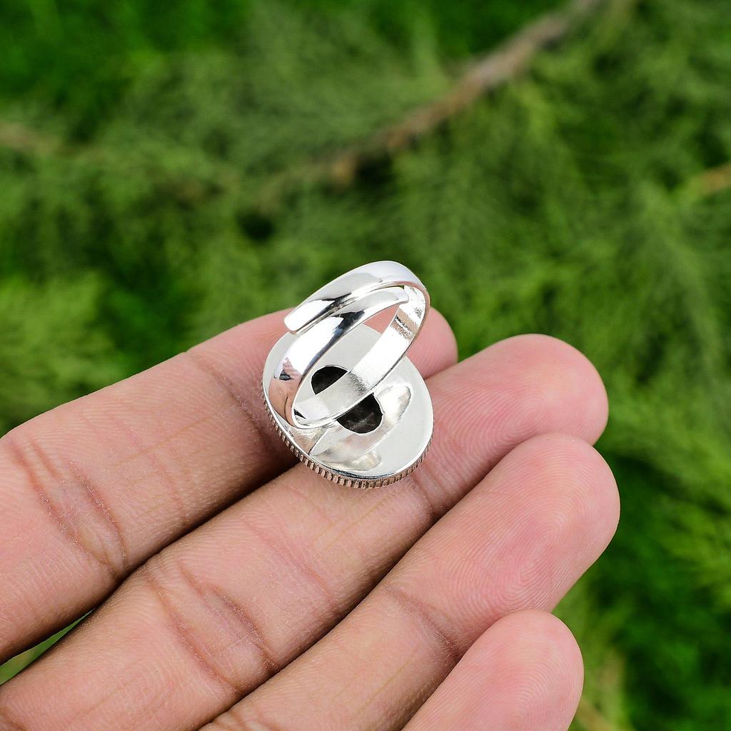 Mothers day Sale 925 Sterling Silver Natural Coconut Jasper Promise Ring Jewelry