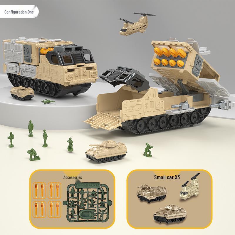 Children's Military Model Rocket Launcher Vehicle with Storable Sliding Base - Boys Gift for Ages 3-6