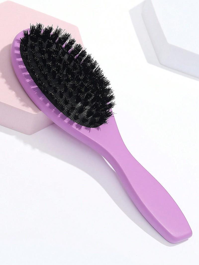 New Arrival Hair Brush Wood Handle Boar Bristle Beard Comb Styling Detangling Straighten Brown Lotus Boar Bristles Massage Comb фиолетовый