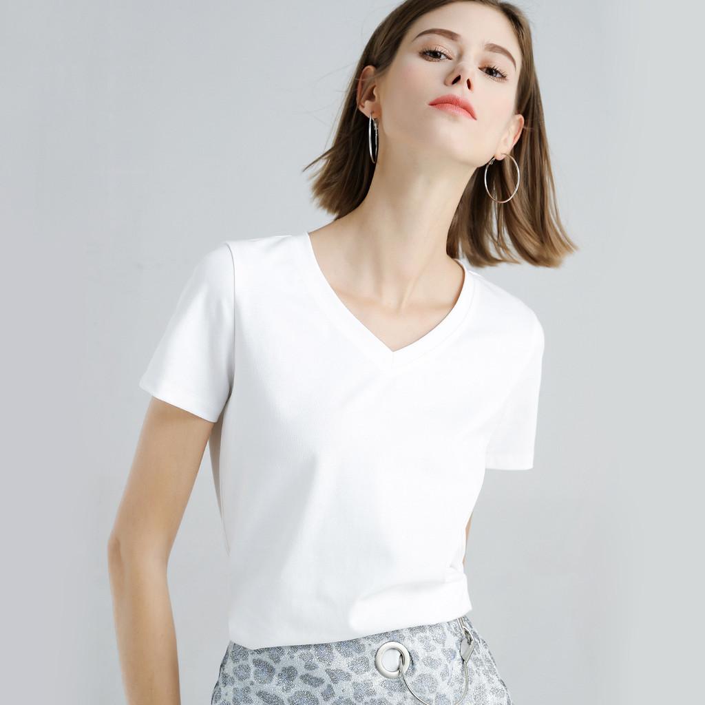 Silk Cotton T Shirt For Women With V Neck And Slim Fit For Casual Wear