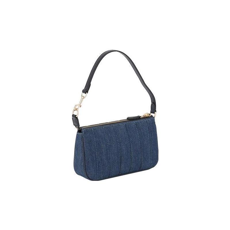 COACH Nolita 19 zipper closure quilted denim and leather mahjong bag underarm bag clutch wrist bag handbag small women's blue