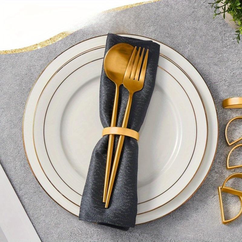 12pcs Zinc alloy semi-circular napkin ring creative modern and simple D-shaped napkin clasp gold napkin ring