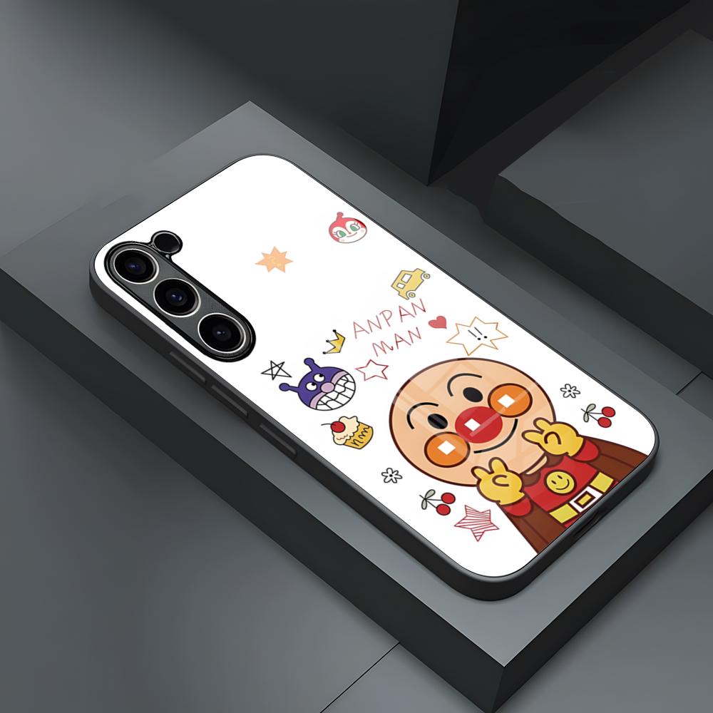 Phone Case For S25 Ultra Samsung S26 S23 S24 Plus S22 S20 S21 Fe A54 A34 A53 A16 Glass Cover Cartoon Cute Anpanman