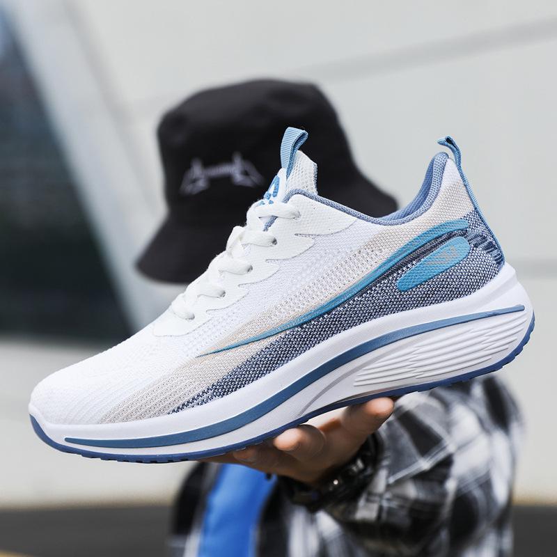 New Men's Shoes Mesh Surface Breathable Sports Casual Flying Fabric Lace-up Student Running Shoes