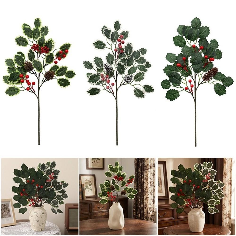 Artificial Floral Decor Christmas Pine Cone Fake Flowers DIY Home Xmas Gift Box Decor Red Christmas Berry Christmas Decorations