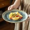 Ceramic Plates High-Grade Ice Crack Glaze Tableware Niche Western Food Plates Household Dishes Plates Commercial Catering Round Plates