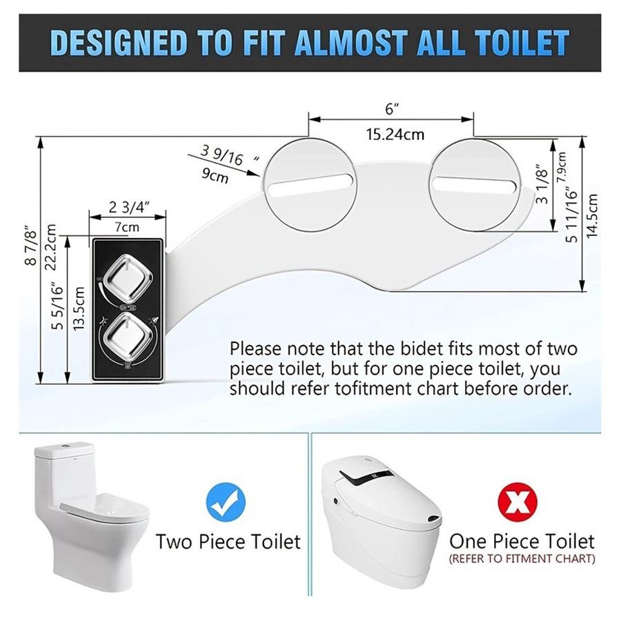 Cold Water Bidet Attachment - Dual Spray Nozzle for Feminine & Posterior Wash, Pressure Adjustment