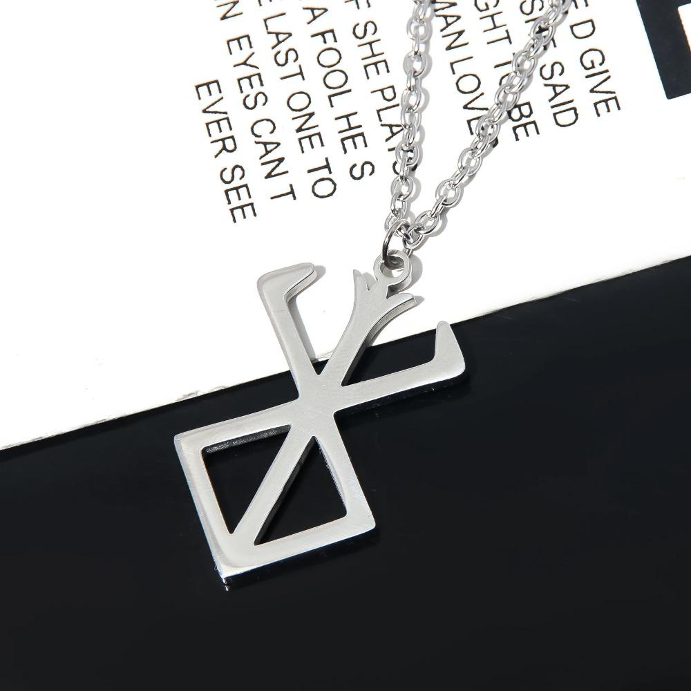 Anime Berserk Stainless steel Logo Necklace Guts Sword Logo Pendants Unisex Costume Jewelry Decoration Necklace Halloween Gift