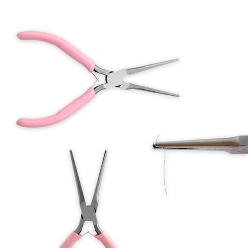 Mini Needle-Long Nose Pliers, Handmade Tool for Women, Precision Pliers with Grasping Function, Spring-Loaded, Lightweight, Stainless Steel, Round Cli