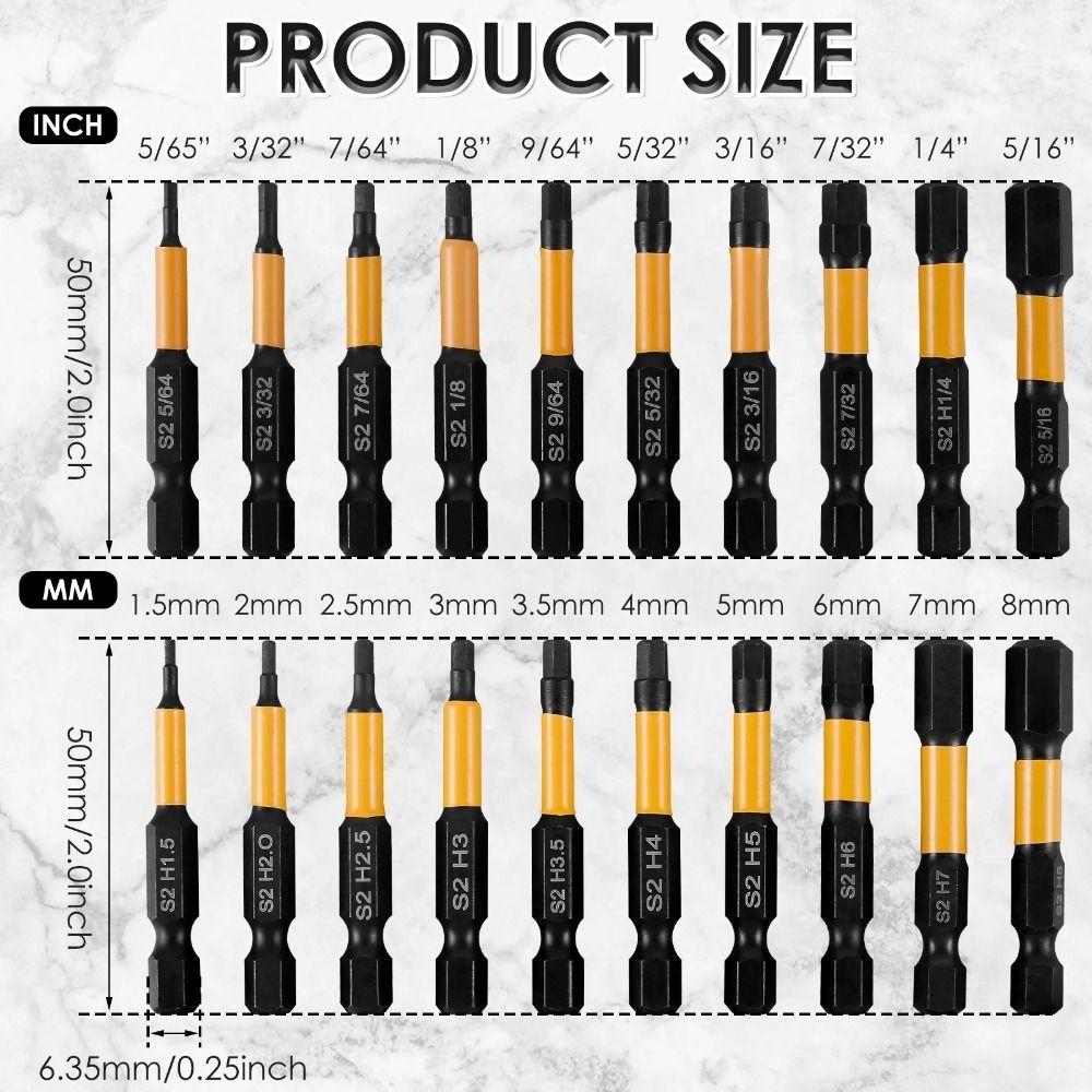 1/4inch Impact Hex Head Hex Shanks Sae and Metric Magnetic Screwdriver Length 50mm Quick Change Screw Driver Extension Adapter