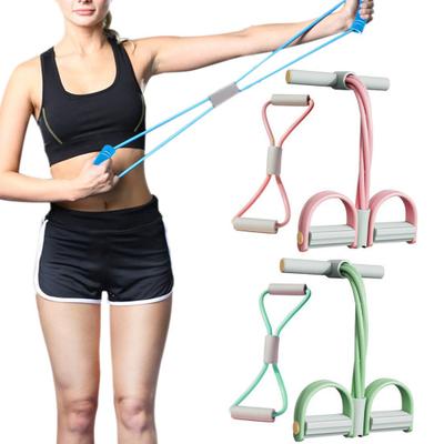 6-Tube Pedal Ankle Puller Figure 8 Resistance Band Elastic Yoga Sit-up Pull Rope with Handle Men Women Pedal Tensioner Exerciser Workout Equipment