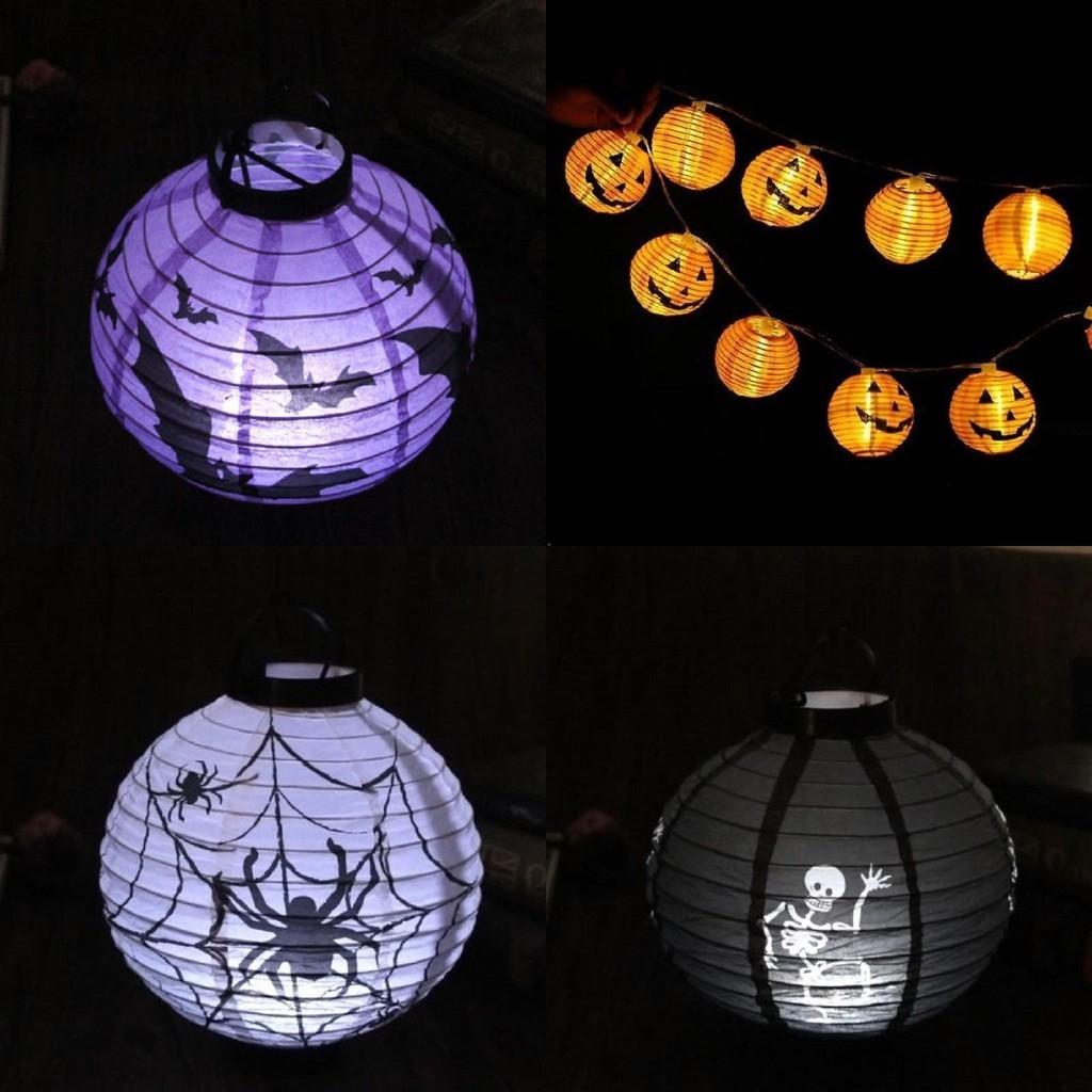Versatile Led Paper Pumpkin Lantern Featuring Spider And Bat For Festive Halloween Atmosphere