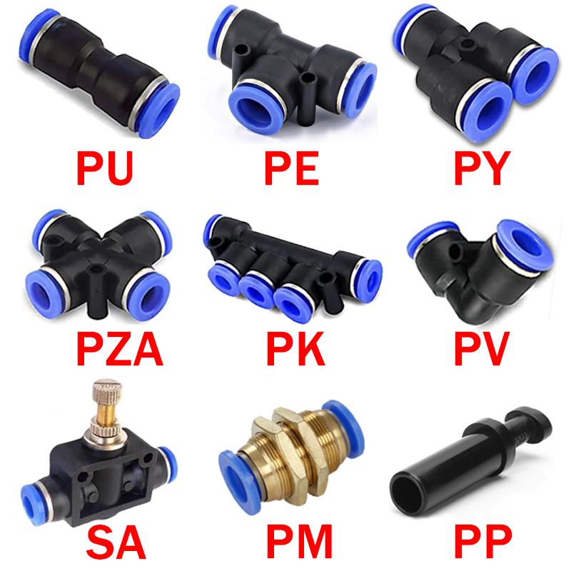 5PCS Pneumatic Fitting Pipe Air Connector Tube Quick Release Fitting Push In Hose Plastic 4/6/8/10/12mm Air Hose Connectors 6