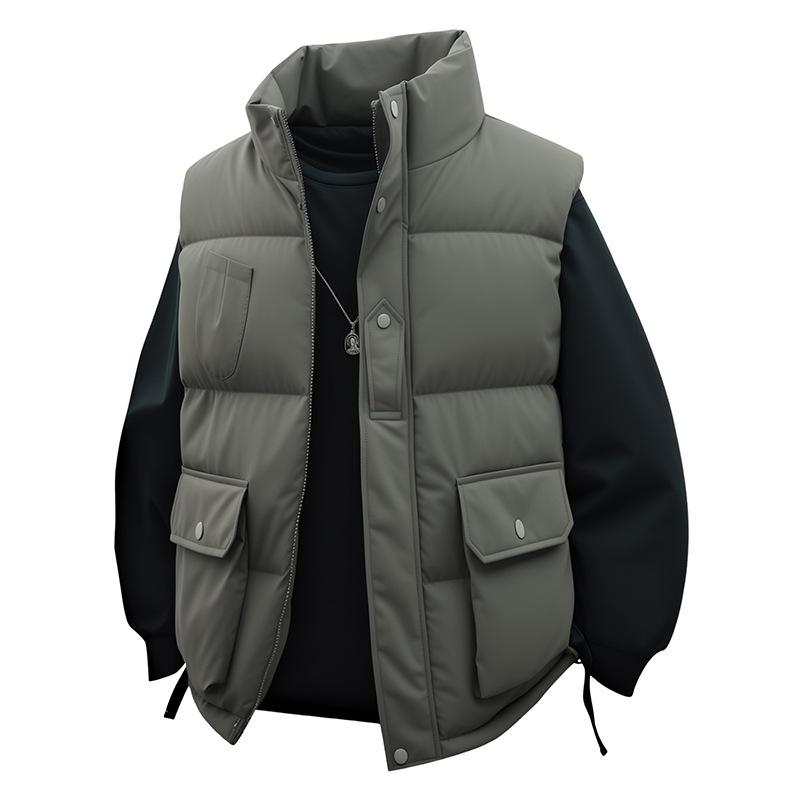 

Утепленный жилет со стойкой воротником Мужской осенне-зимний холодный и теплый модный брендовый хлопковый жилет куртка жилет в стиле милитари 5XL зелёный
